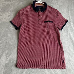 Ted Baker Pink Geometric Polo with Navy Trim